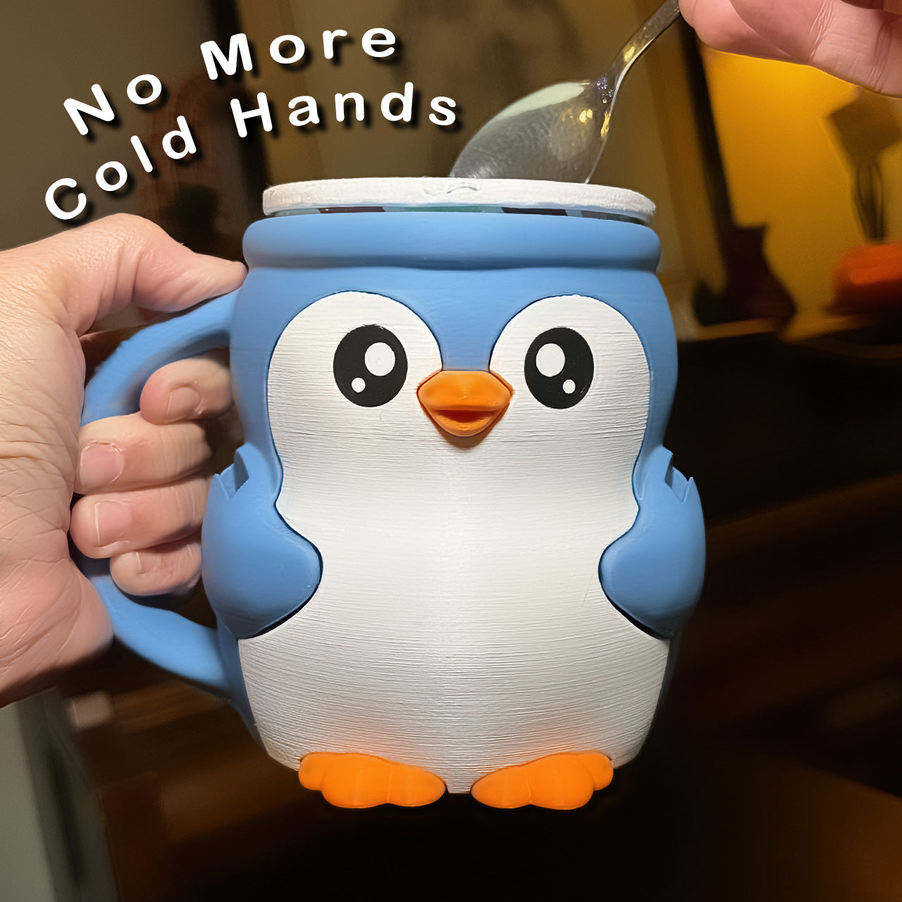 Pip the Blue and White Penguin Ice Cream Pint Holder