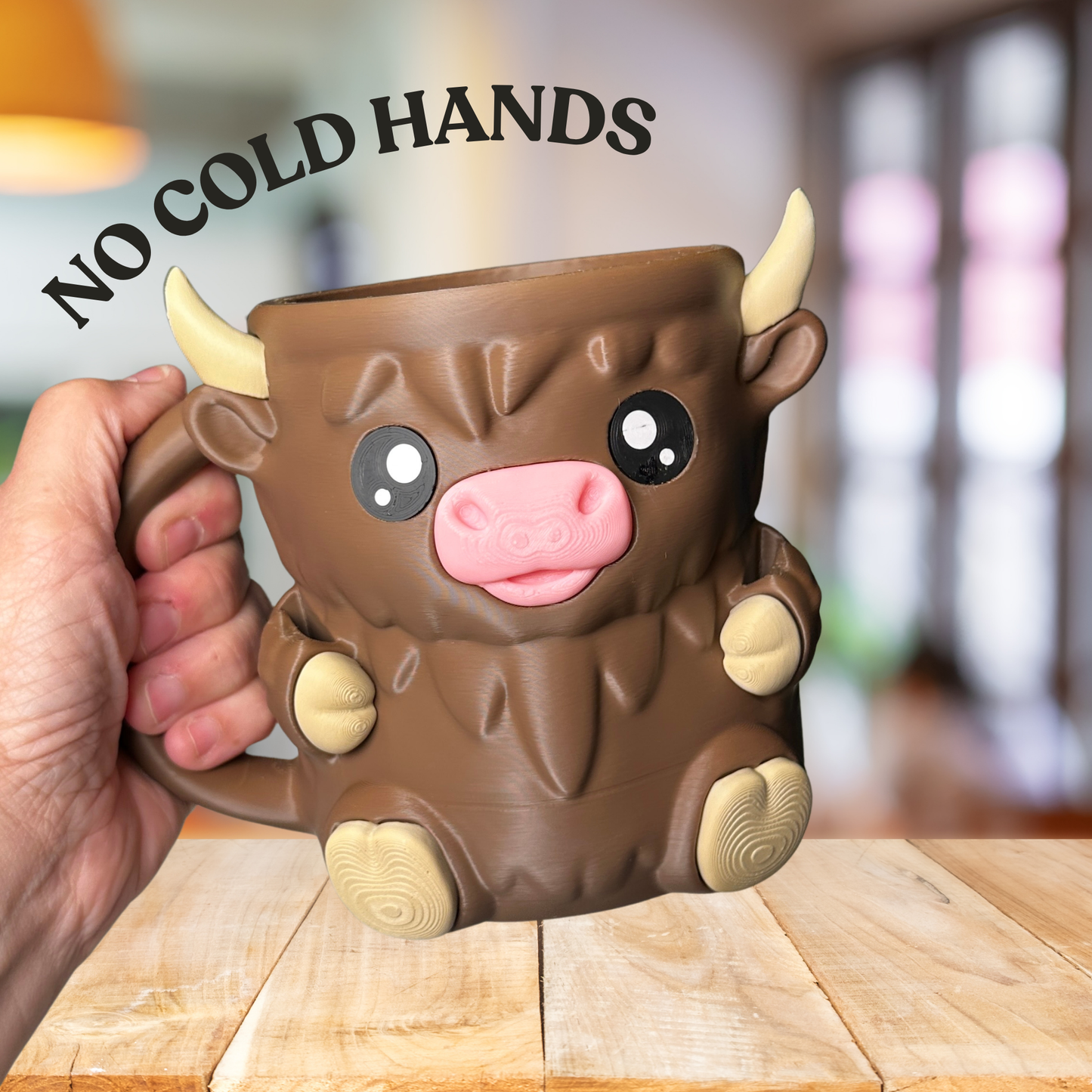 Moosh the Brown Highland Cow Ice Cream Pint Holder