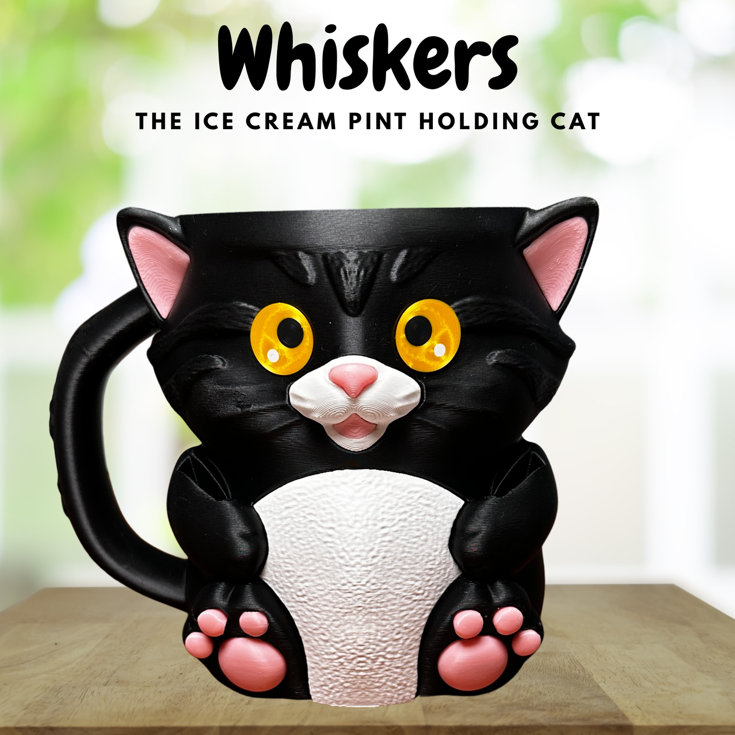 Whiskers the Tuxedo Cat Ice Cream Pint Holder