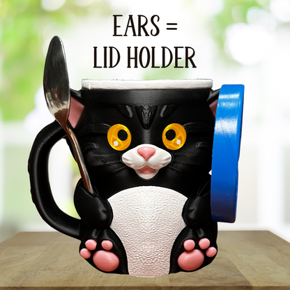 Whiskers the Tuxedo Cat Ice Cream Pint Holder