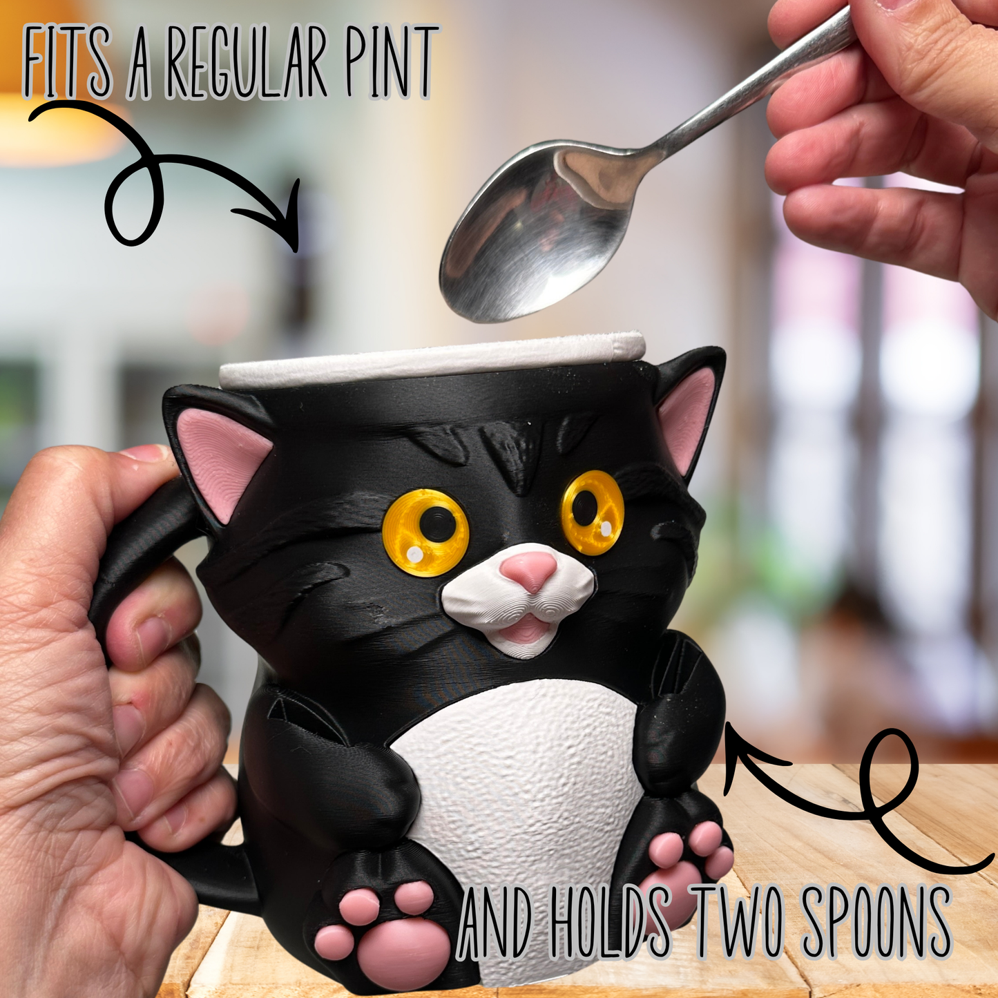 Whiskers the Tuxedo Cat Ice Cream Pint Holder