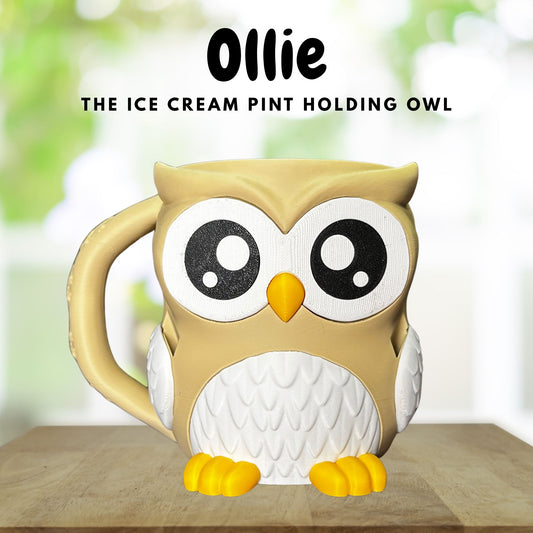Ollie the Beige Owl Ice Cream Pint Holder