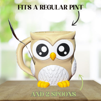 Ollie the Beige Owl Ice Cream Pint Holder