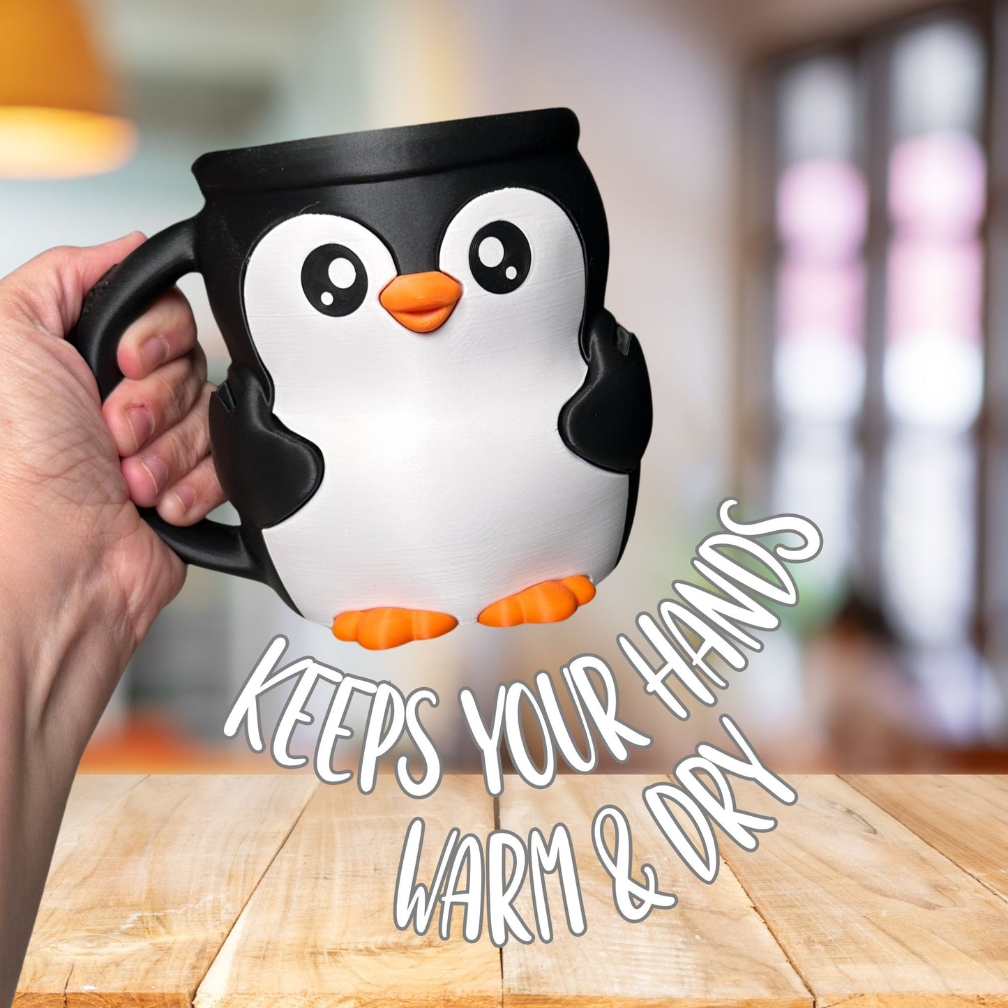 Pip the Black and White Penguin Ice Cream Pint Holder