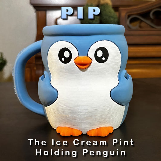 Pip the Blue and White Penguin Ice Cream Pint Holder