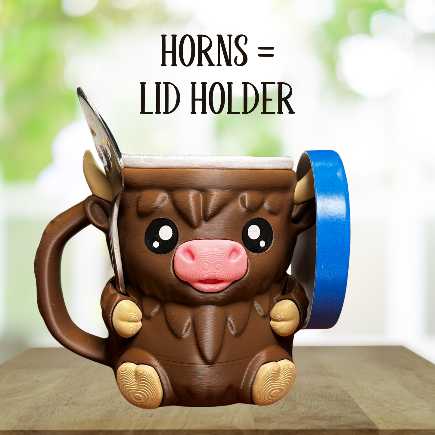 Moosh the Brown Highland Cow Ice Cream Pint Holder
