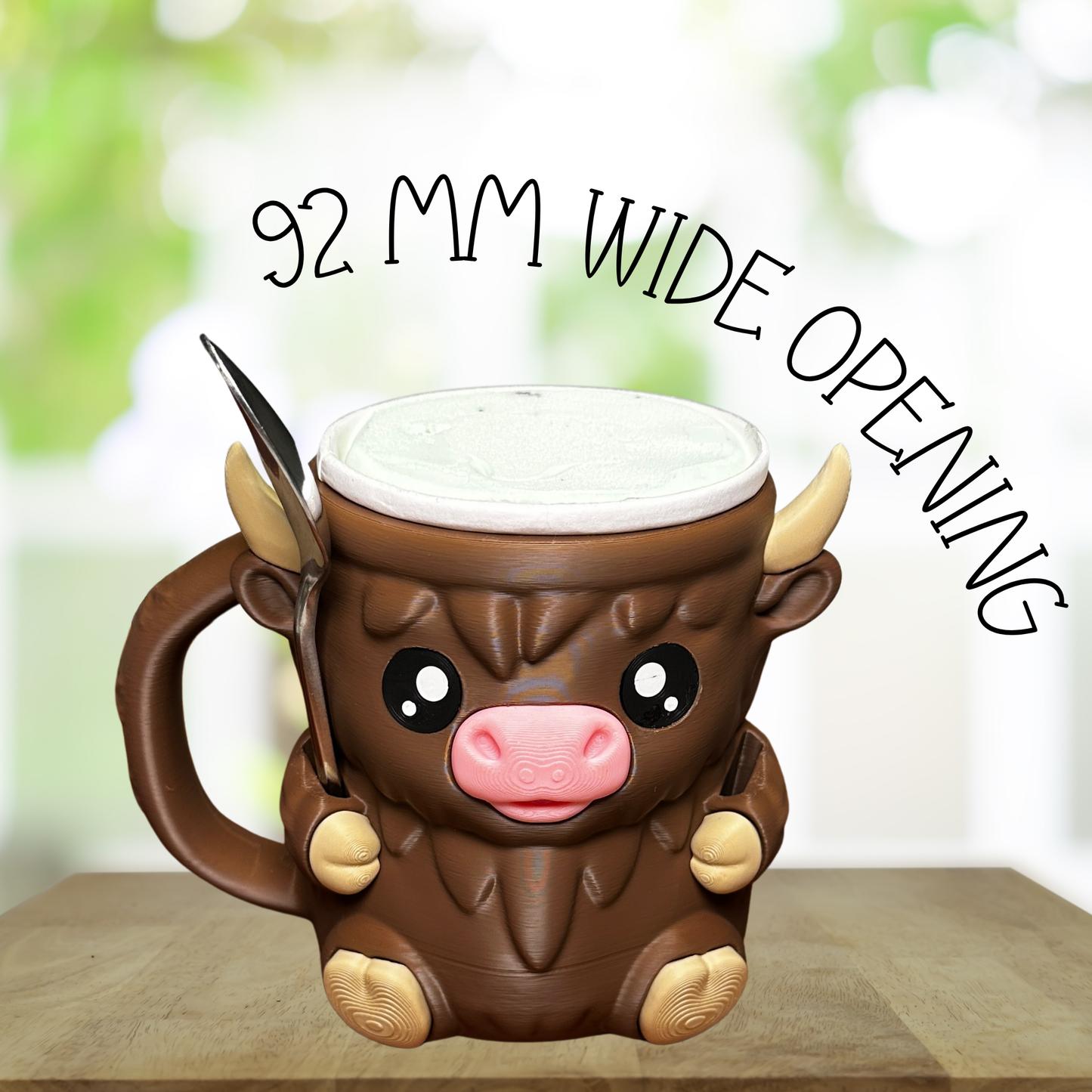 Moosh the Brown Highland Cow Ice Cream Pint Holder