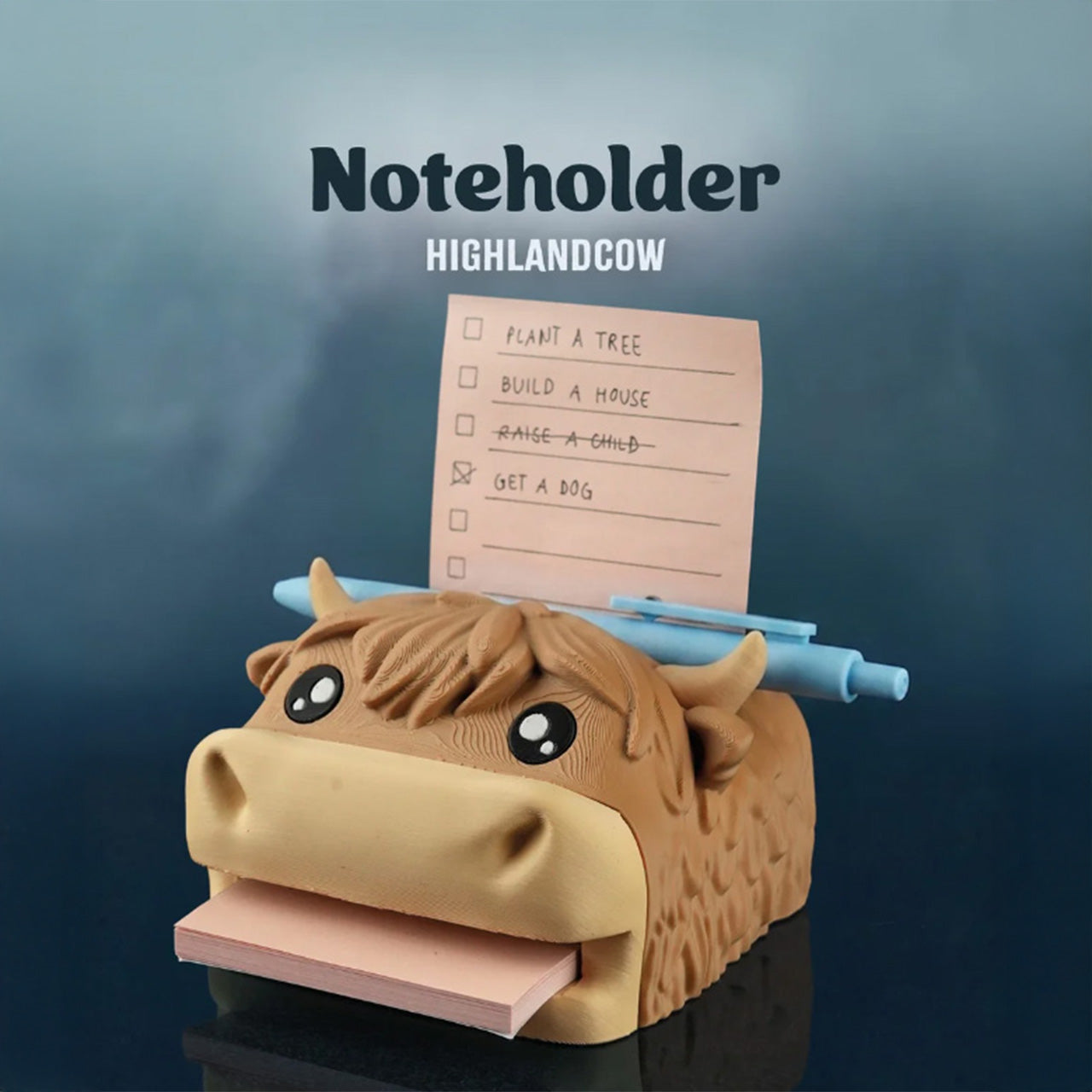 The Highland Cow Post-It Holder & Stencil Set