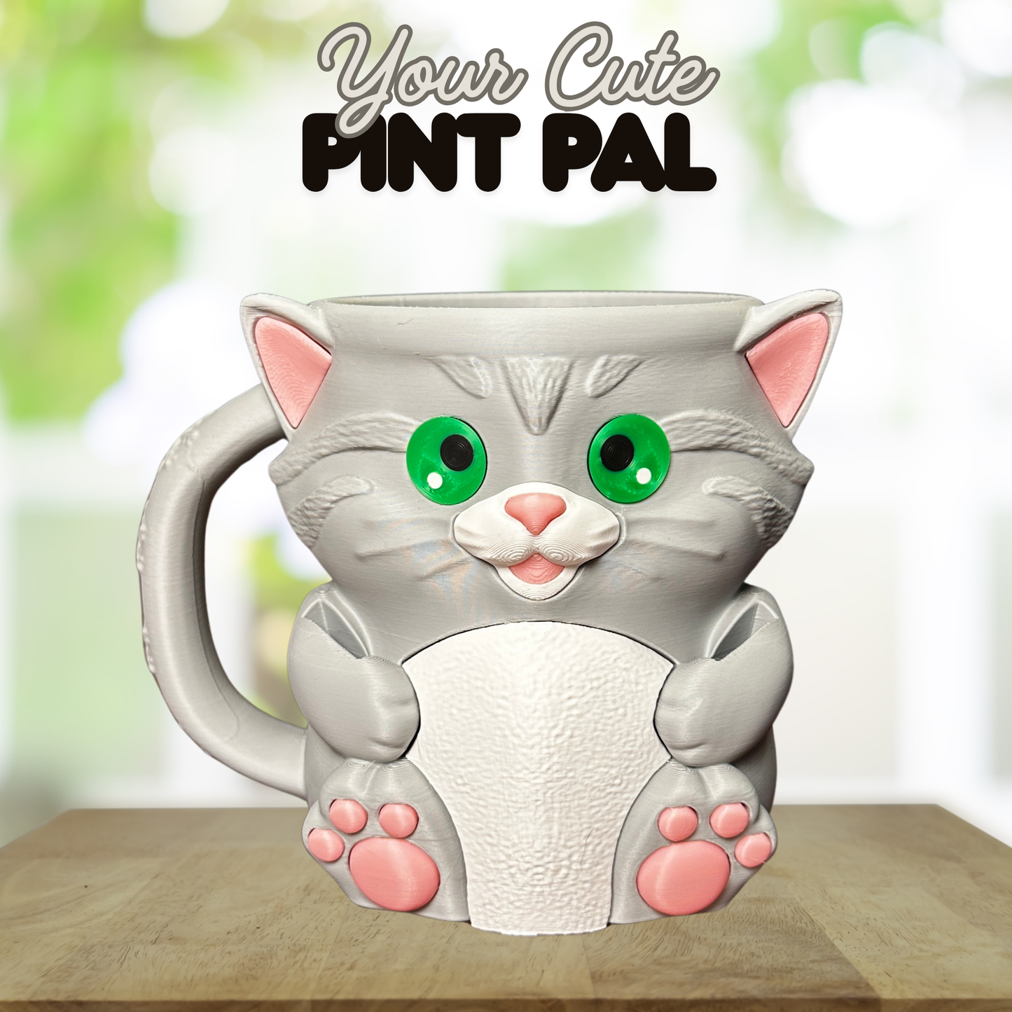 Whiskers the Grey Cat Ice Cream Pint Holder