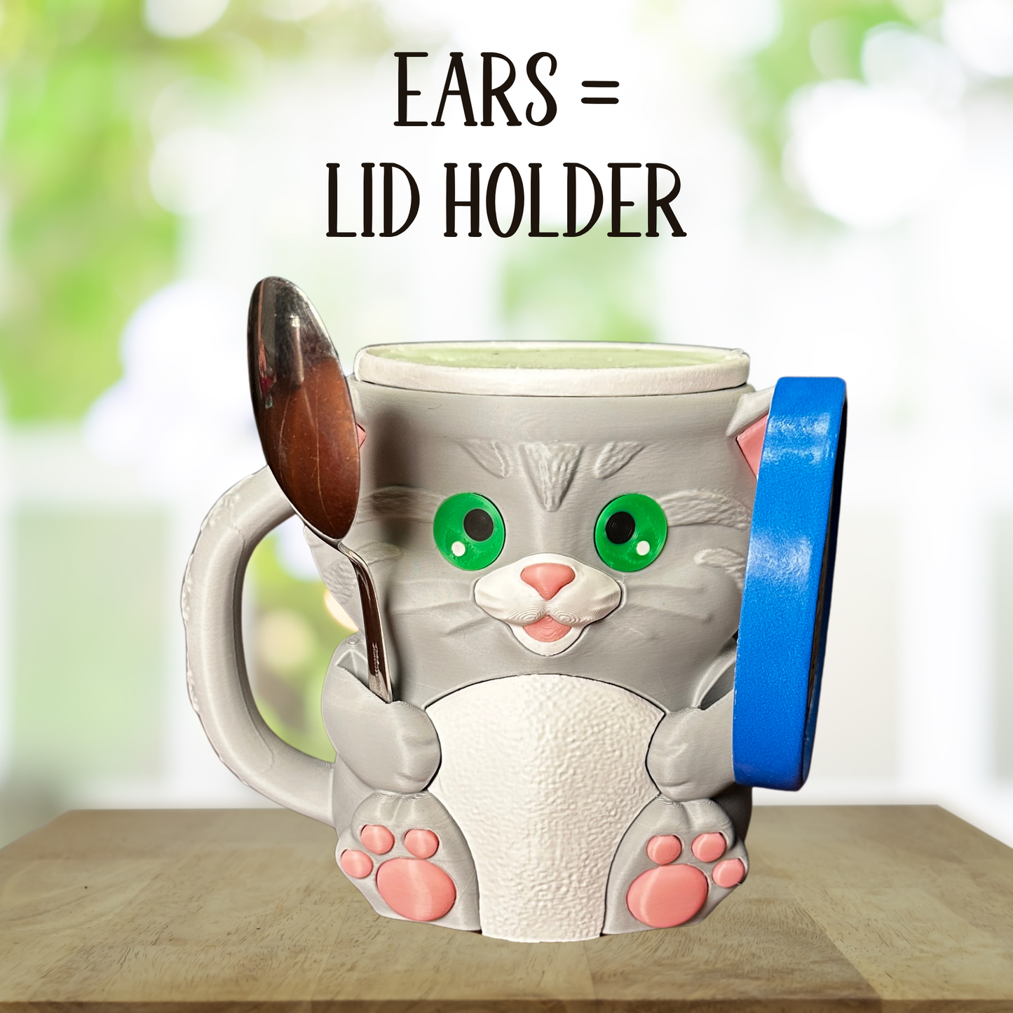 Whiskers the Grey Cat Ice Cream Pint Holder