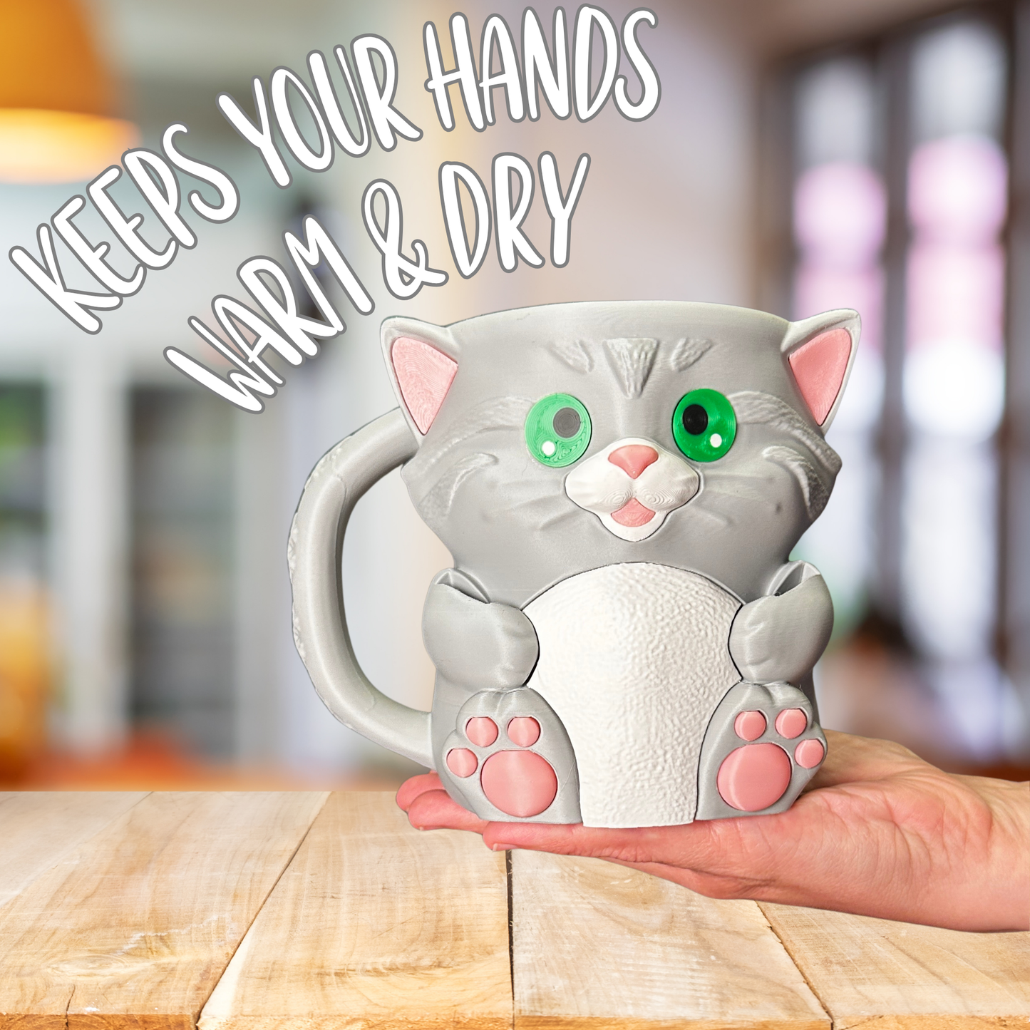 Whiskers the Grey Cat Ice Cream Pint Holder