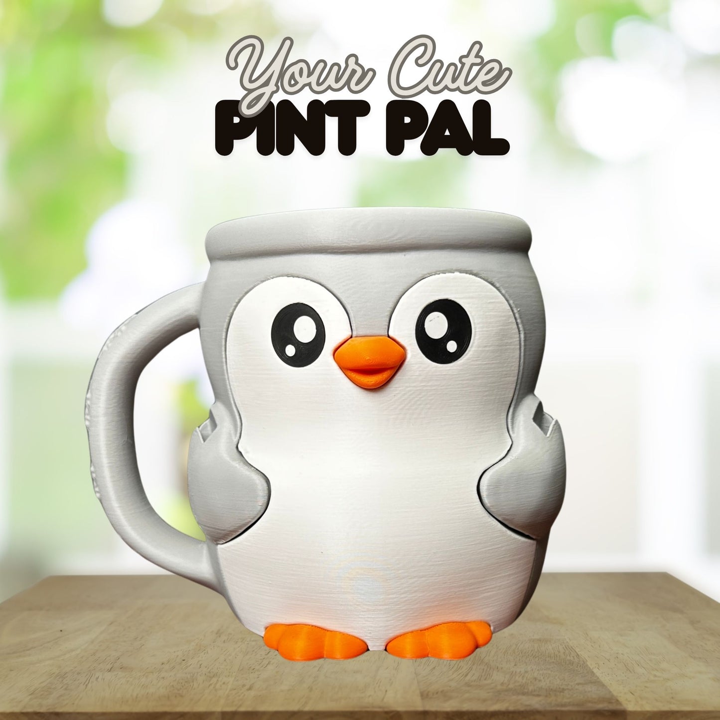 Pip the Grey and White Penguin Ice Cream Pint Holder