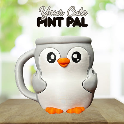 Pip the Grey and White Penguin Ice Cream Pint Holder