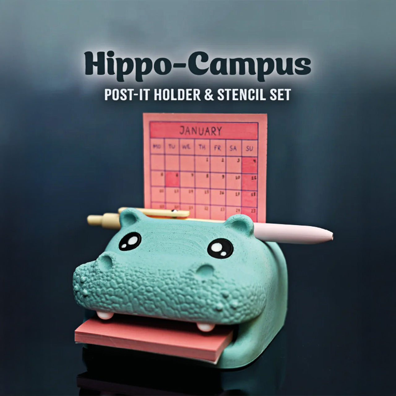 Hippo-Campus Post-It Holder & Stencil Set