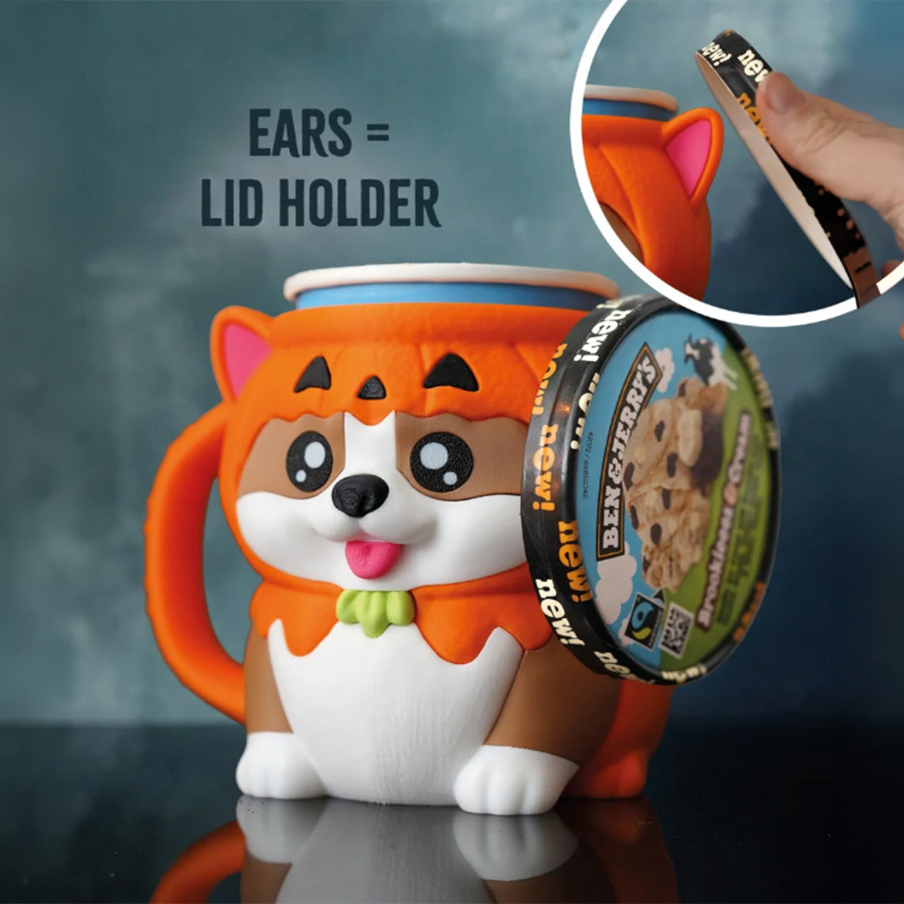 Kevin the Halloween Corgi Ice Cream Pint Holder