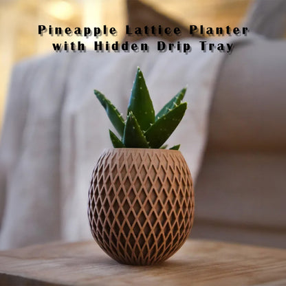 Pineapple Lattice Planter with Hidden Drip Tray