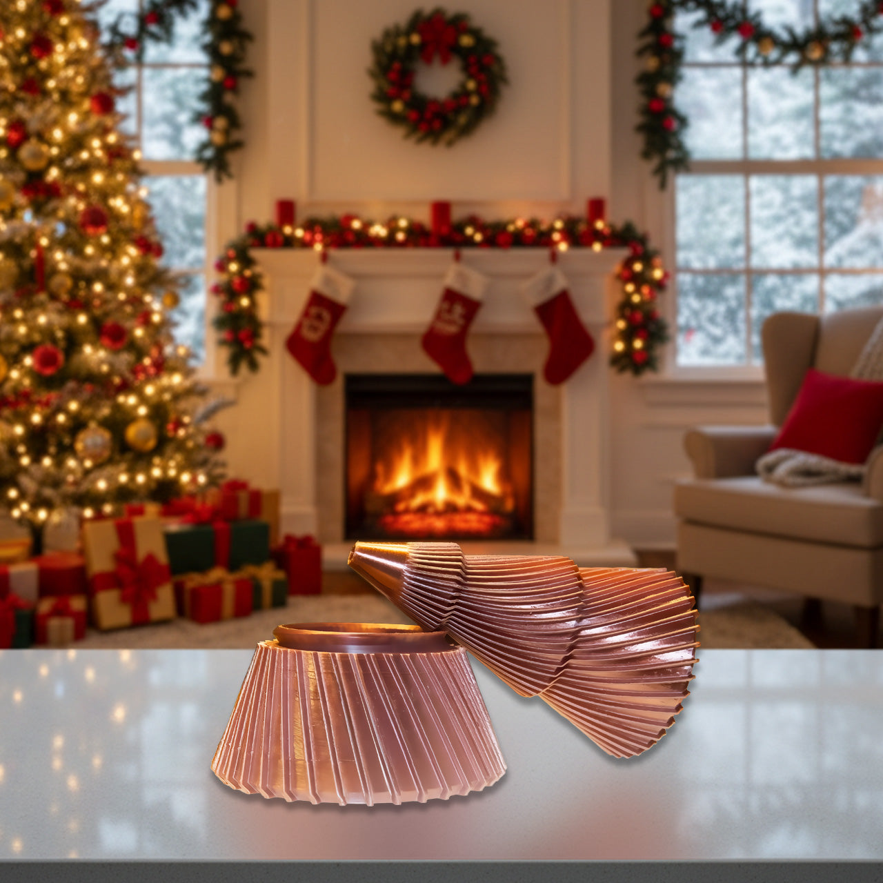 Gilded Collection Large Rose Gold Christmas Keepsake Tree