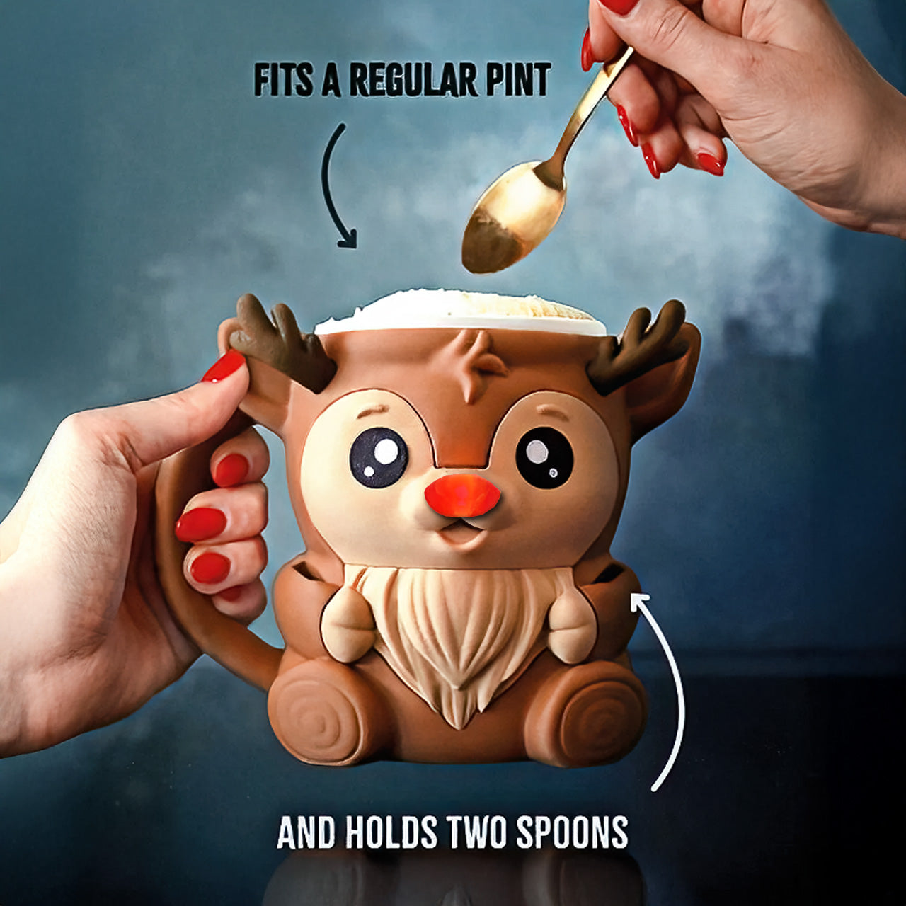 Rudy the Reindeer Ice Cream Pint Holder