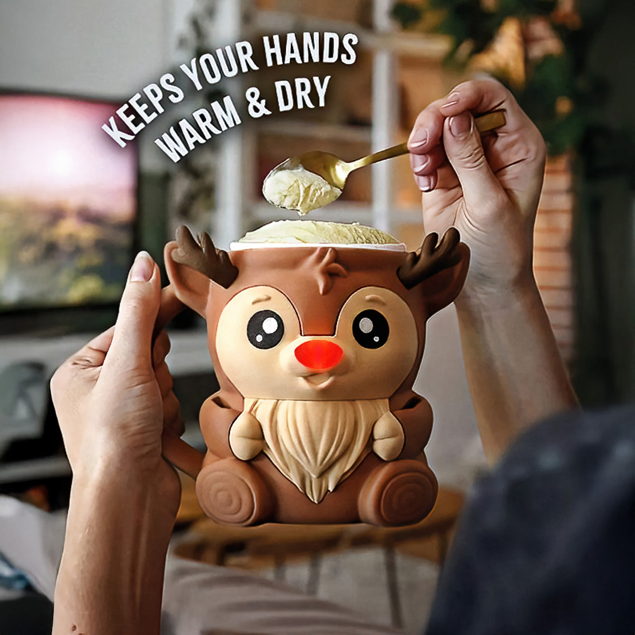 Rudy the Reindeer Ice Cream Pint Holder