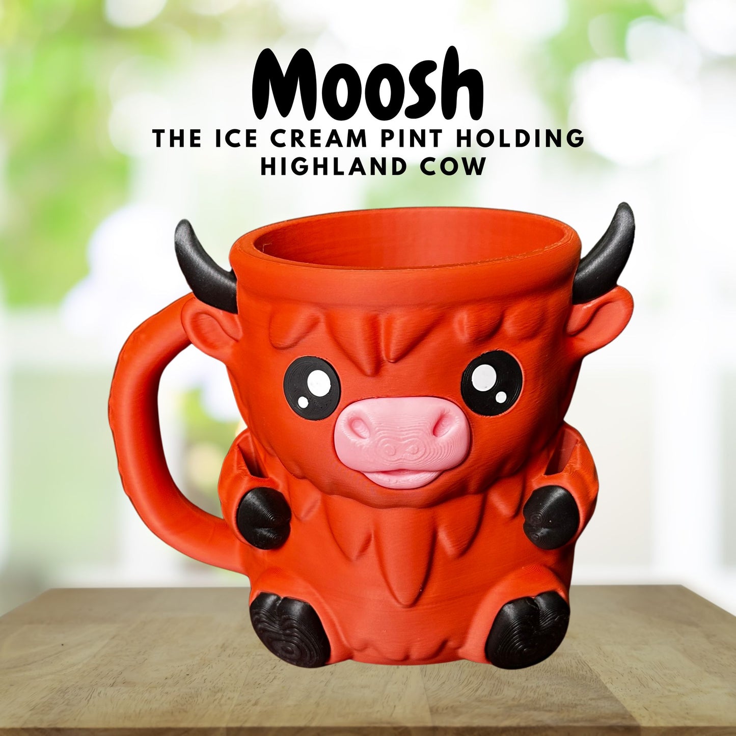 Moosh the Terracotta Highland Cow Ice Cream Pint Holder