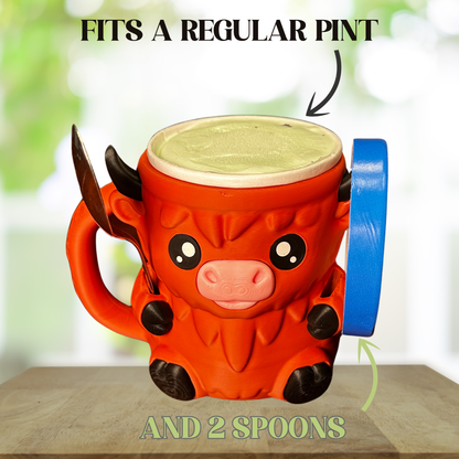 Moosh the Terracotta Highland Cow Ice Cream Pint Holder