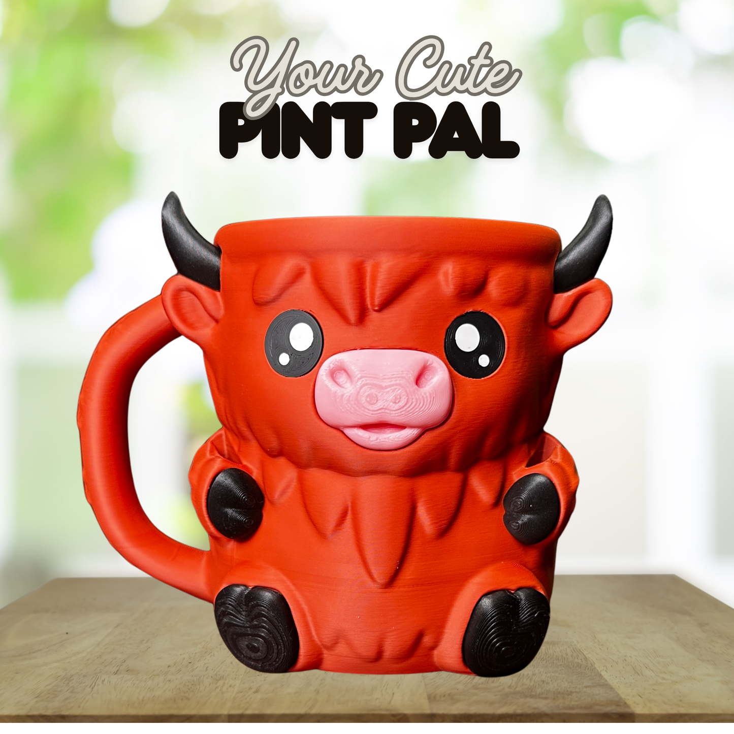 Moosh the Terracotta Highland Cow Ice Cream Pint Holder