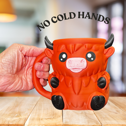 Moosh the Terracotta Highland Cow Ice Cream Pint Holder