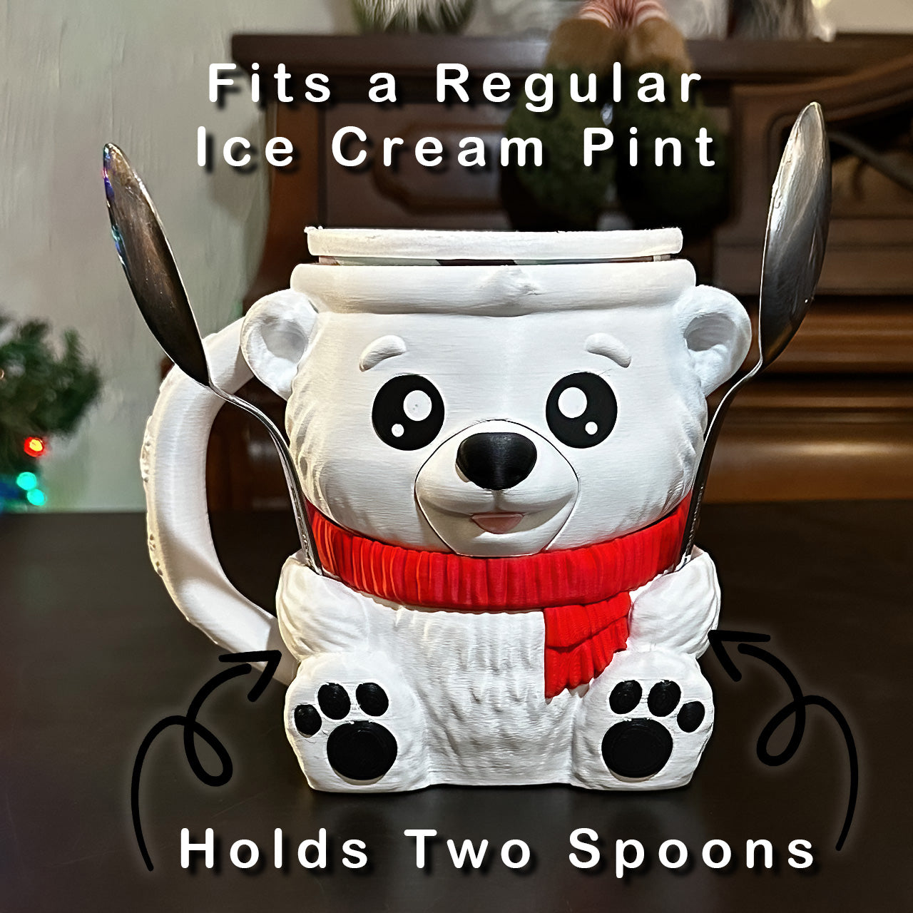 Barney the Polar Bear Ice Cream Pint Holder